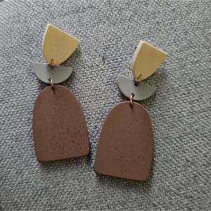 Geometric Statement Earrings in Neutral Tones